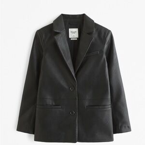 NWT Abercrombie & Fitch Black Vegan Leather Blazer
